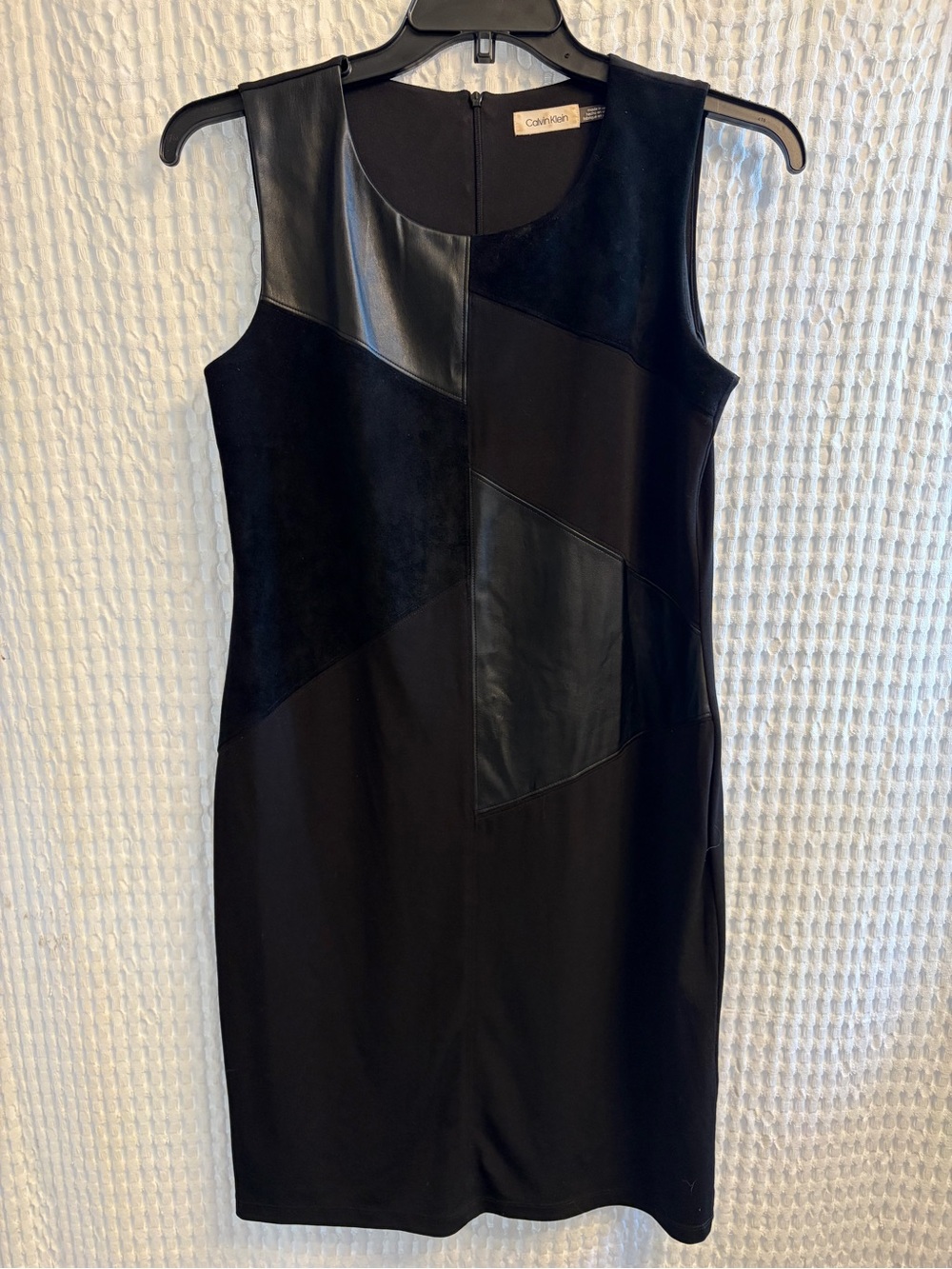 Calvin Klein Black Patchwork Midi Sheath Dress